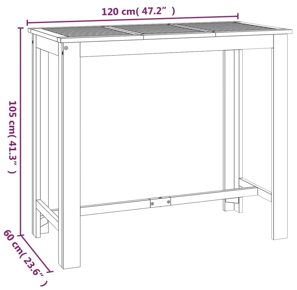 vidaXL Τραπέζι Μπαρ Κήπου 120 x 60 x 105 εκ. από Μασίφ Ξύλο Ακακίας