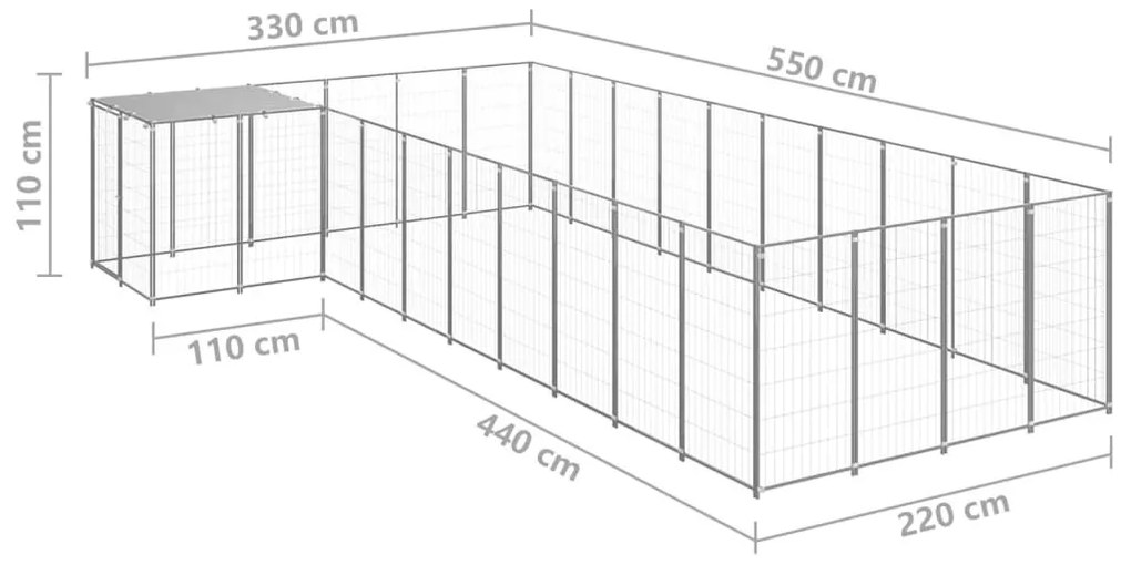 Σπιτάκι Σκύλου Ασημί 13,31 μ² Ατσάλινο - Ασήμι