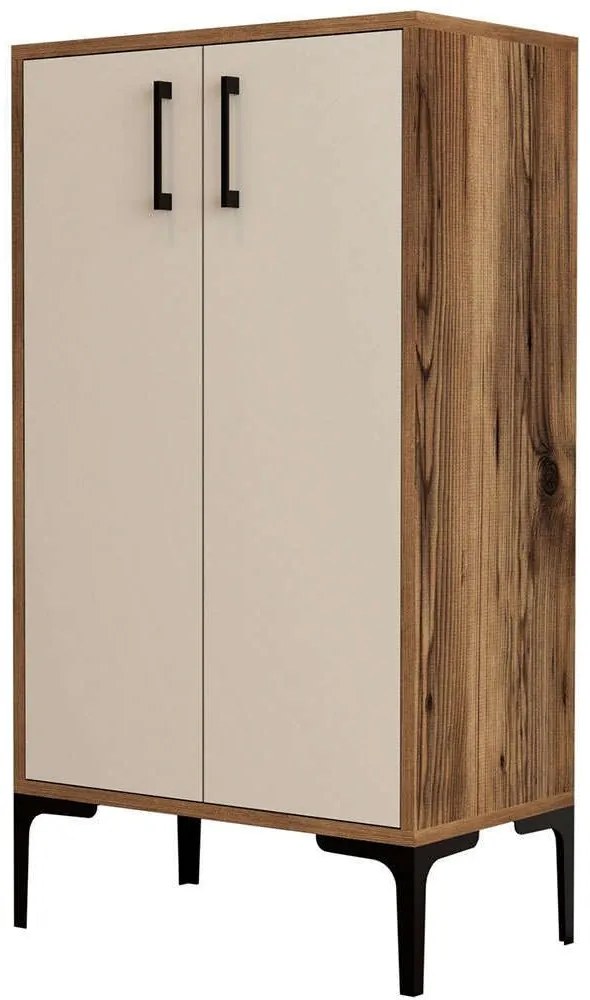 Παπουτσοθήκη Prag 845HCT4110 60x35x111cm Walnut-Cream Μοριοσανίδα, Μέταλλο