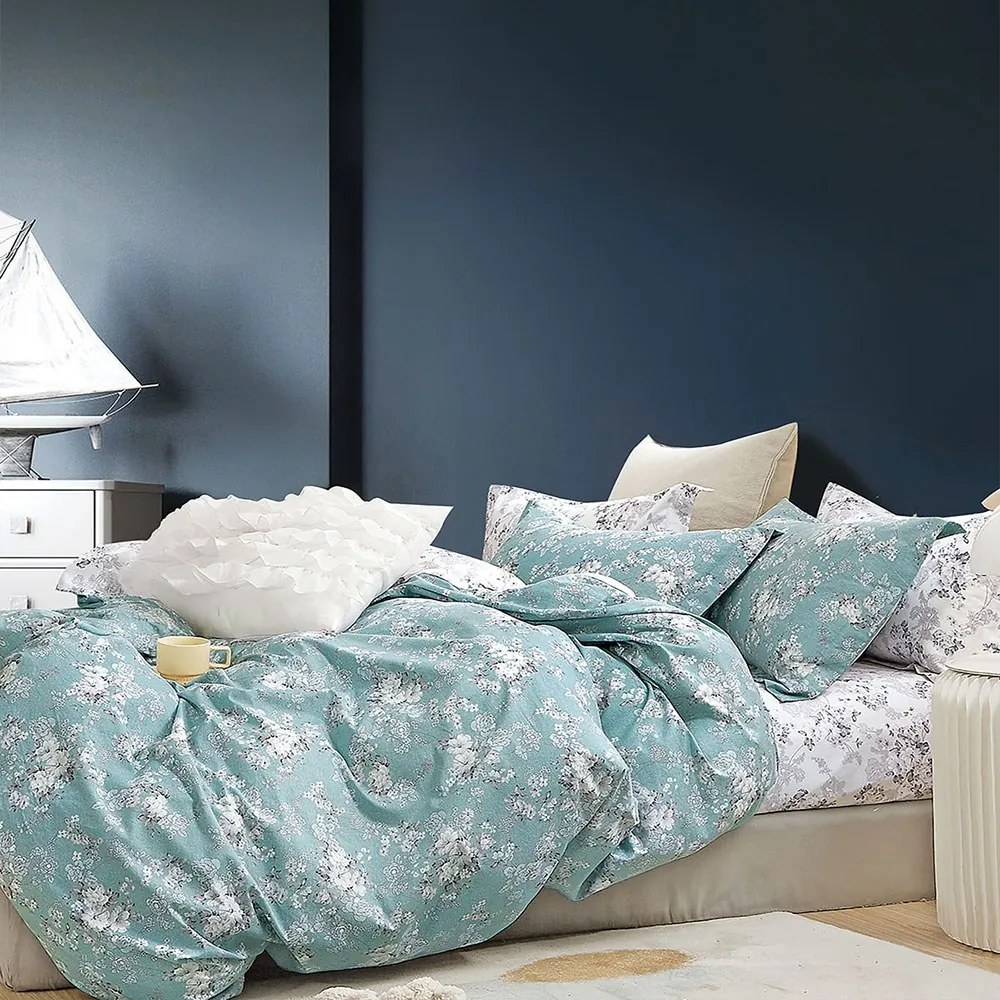 Πάπλωμα Cassy (Σετ 3τμχ) Turqoise Ρυθμός Υπέρδιπλo 220x240cm 100% Βαμβακοσατέν