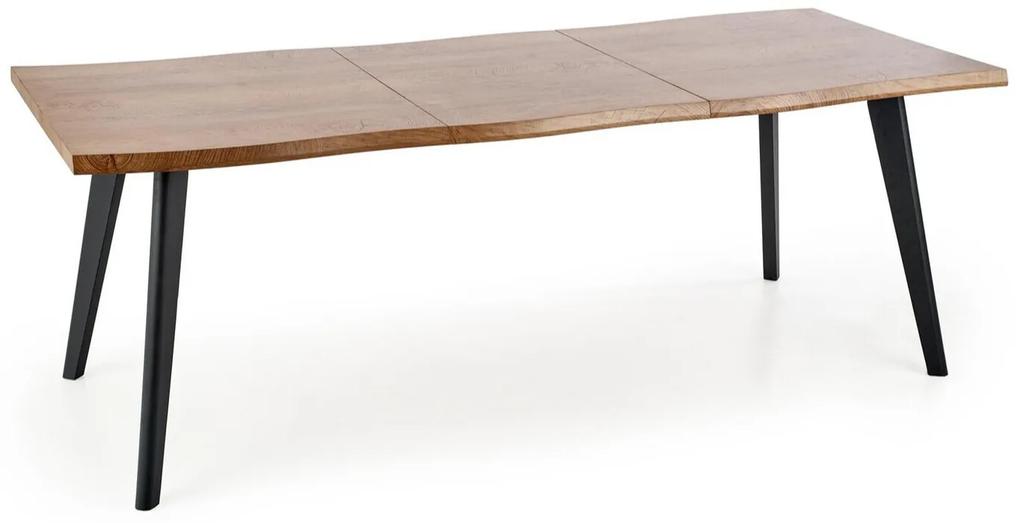 Τραπέζι Houston 1451, Δρυς, Μαύρο, 75x80x120cm, 49 kg, Επιμήκυνση, Ινοσανίδες μέσης πυκνότητας, Μέταλλο | Epipla1.gr