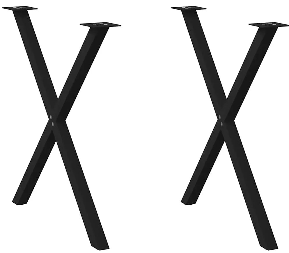 vidaXL Πόδια Τραπεζαρίας σε Σχήμα Χ, 2 τεμ. Μαύρο, Ατσάλι 80x(72-73) εκ.