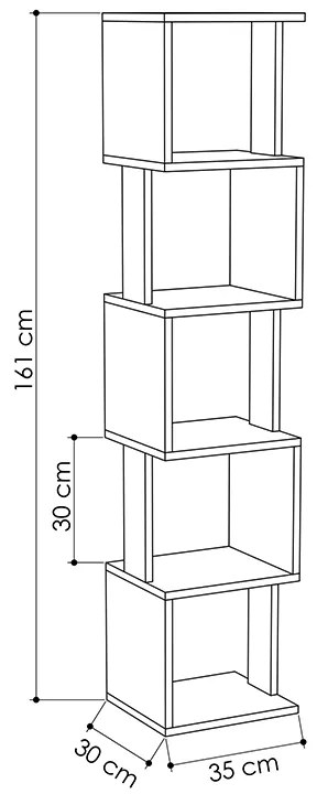 Βιβλιοθήκη Piri Megapap χρώμα λευκό 35x30x161εκ.