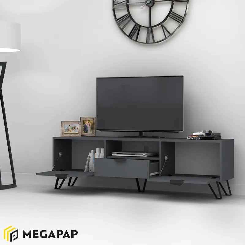 ΕΠΙΠΛΟ ΤΗΛΕΟΡΑΣΗΣ JASMINE MEGAPAP ΧΡΩΜΑ ΓΚΡΙ 170X35X50ΕΚ.