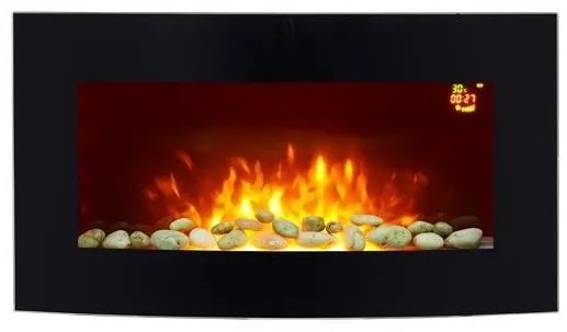 Ηλεκτρικό Τζάκι Κυρτό Με Κοντρόλ 2000W IPX4 Μαύρο 300-41750 Eurolamp-300-41750-Μαύρο 300-41750