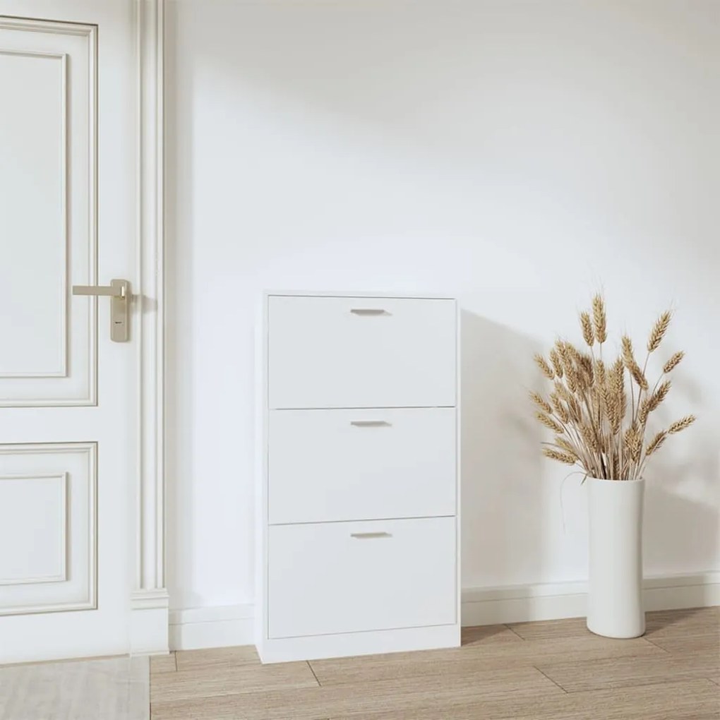 vidaXL Παπουτσοθήκη Λευκή 59x17x108 εκ. από Επεξεργασμένο Ξύλο