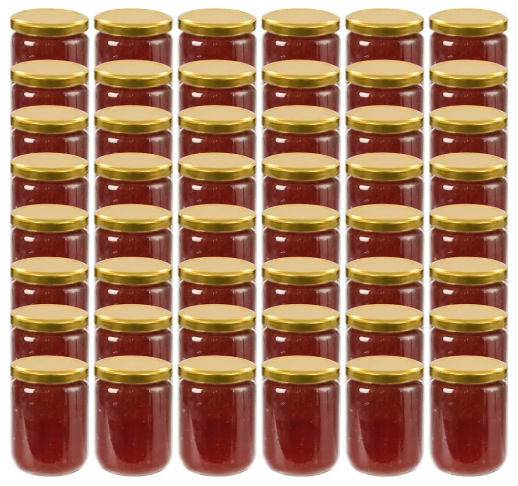 vidaXL Βάζα Μαρμελάδας 48 τεμ. 230 ml Γυάλινα με Χρυσά Καπάκια