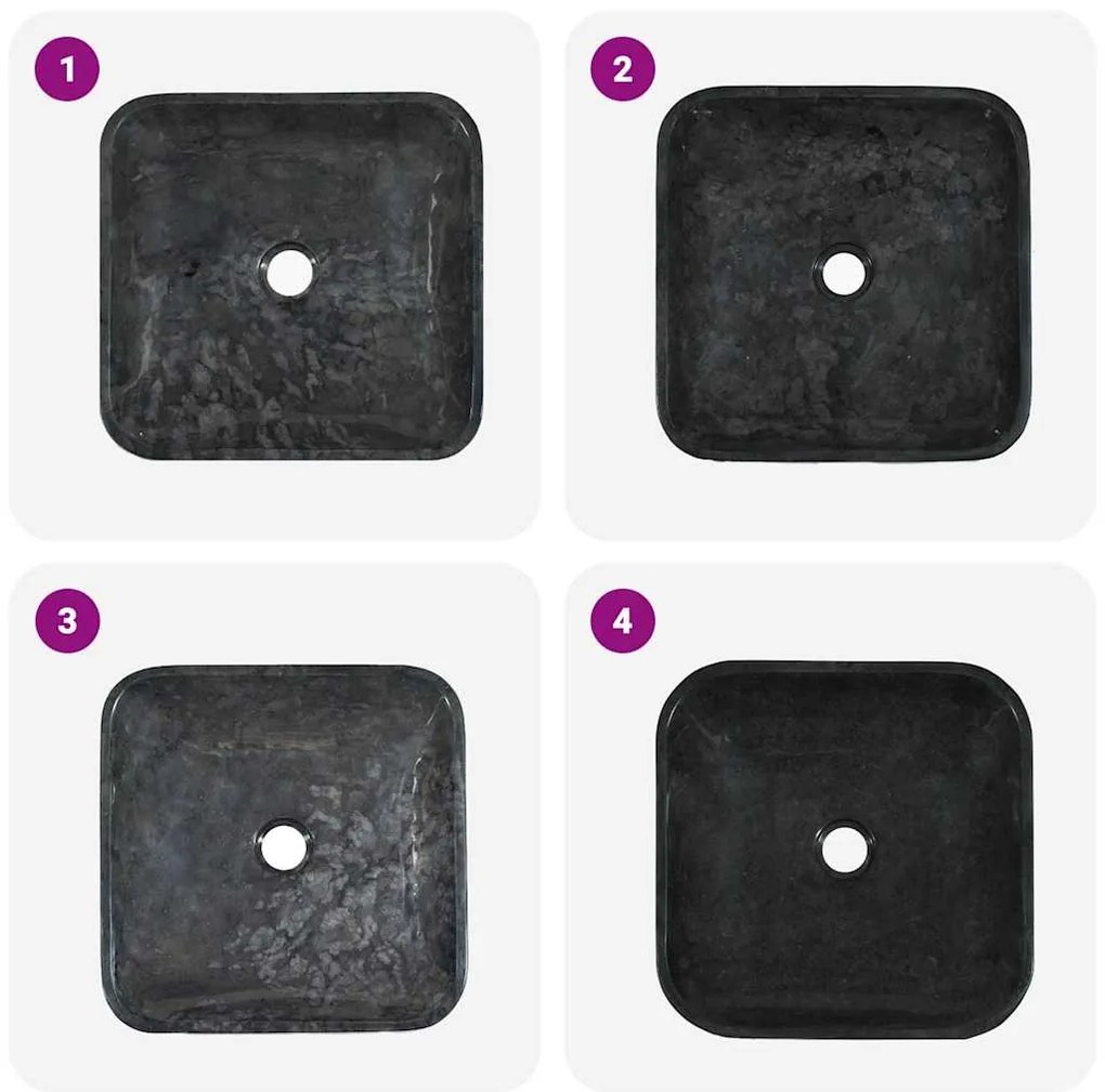 vidaXL Νιπτήρας Μαύρος 40 x 40 x 10 εκ. Μαρμάρινος