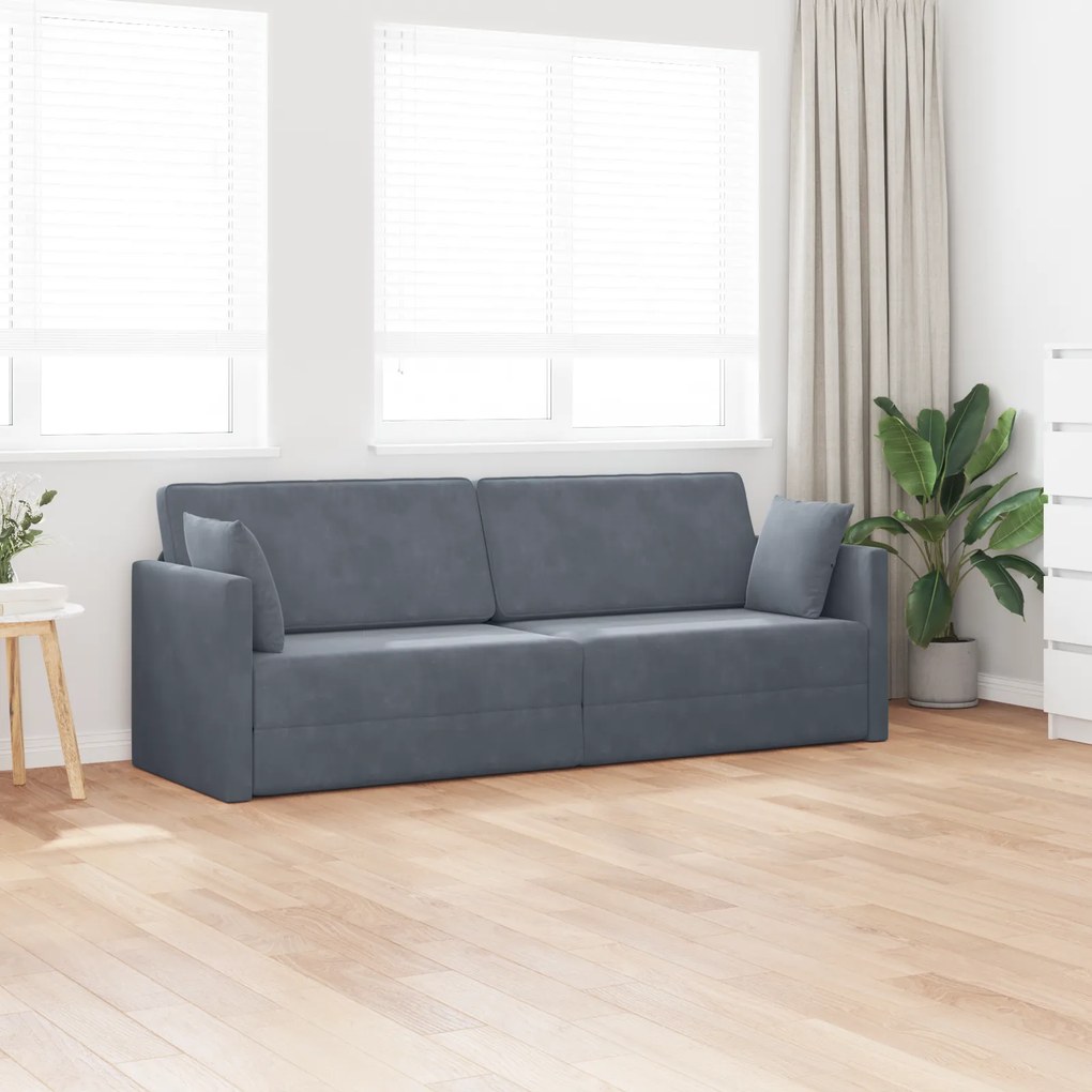vidaXL Καναπές-κλίνες 2 σε 1 Σκούρος Γκρι 213x144x60 cm Βελούδο