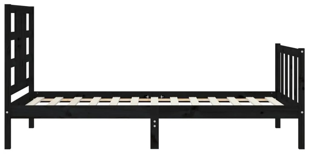 vidaXL Πλαίσιο Κρεβατιού με Κεφαλάρι Μαύρο 100x200 εκ. Μασίφ Ξύλο