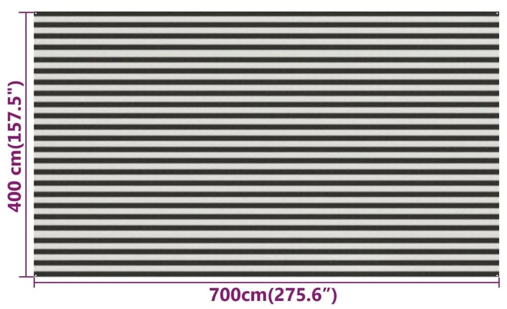 Χαλί Σκηνής Ανθρακί / Λευκό 400x700 εκ. από HDPE