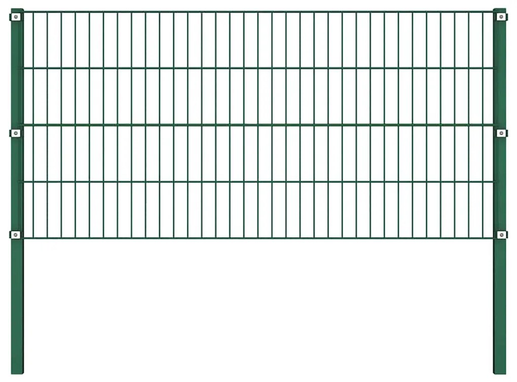 vidaXL Πάνελ Περίφραξης με Στύλους Σιδερένιο Πράσινο 349 x 80 εκ.