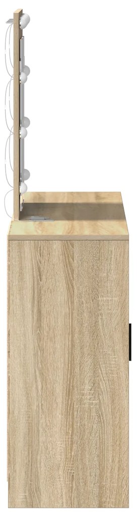 vidaXL Τραπέζι ντυσίματος με LED Φώτα σε δρυό, 102x33x135 cm