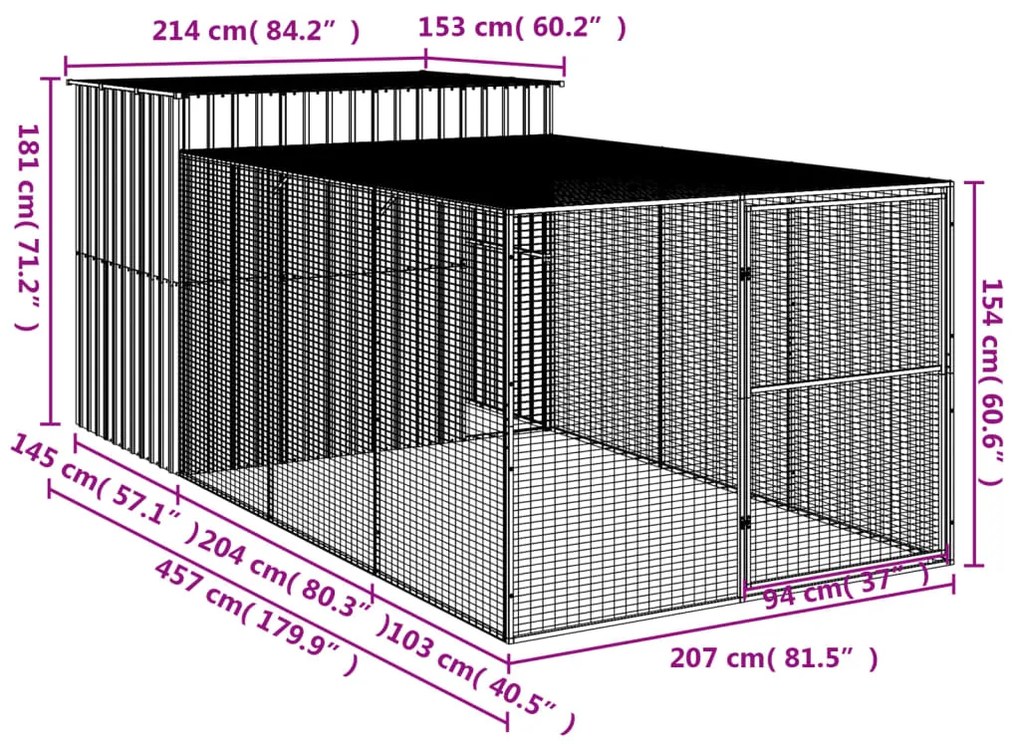 ΣΠΙΤΑΚΙ ΣΚΥΛΟΥ ΜΕ ΑΥΛΗ ΑΝ. ΓΚΡΙ 214X457X181 ΕΚ. ΓΑΛΒΑΝ. ΧΑΛΥΒΑΣ 3189138