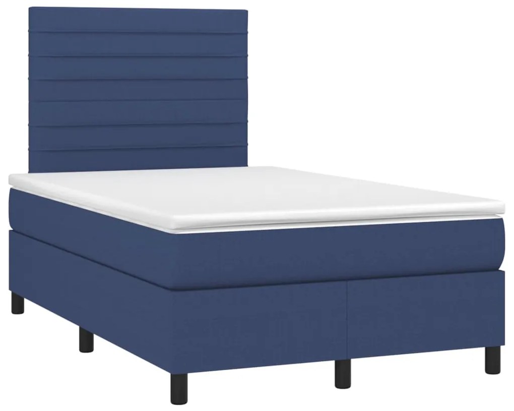 vidaXL Κρεβάτι Boxspring με Στρώμα Μπλε 120x200 εκ. Υφασμάτινο