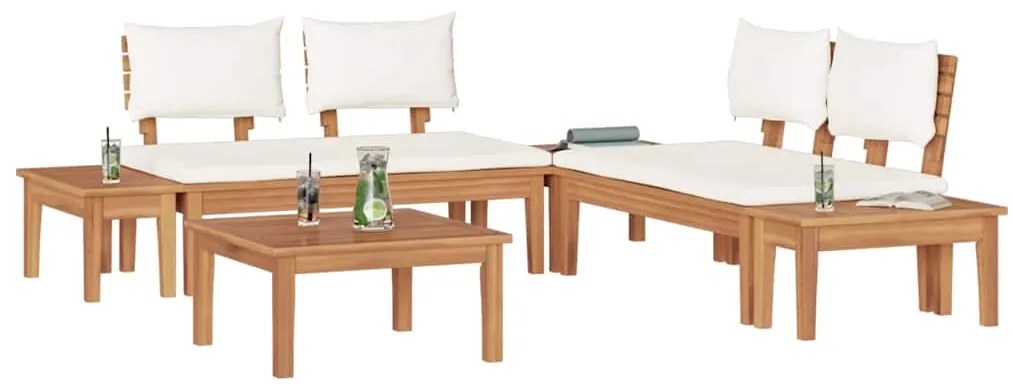 vidaXL Σετ Παγκάκι Κήπου με μαξιλάρι 3 pcs Καφέ και Κρέμα