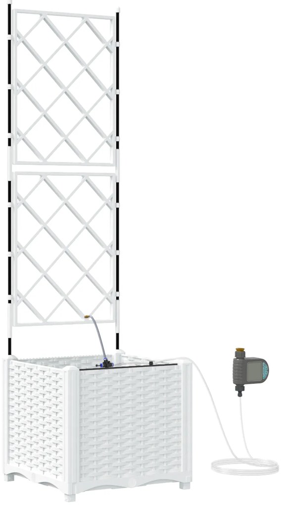 vidaXL Γλάστρες Κήπου 1 τεμ Καφασωτό Λευκό 40 x 40 x 142 cm Πλαστικό