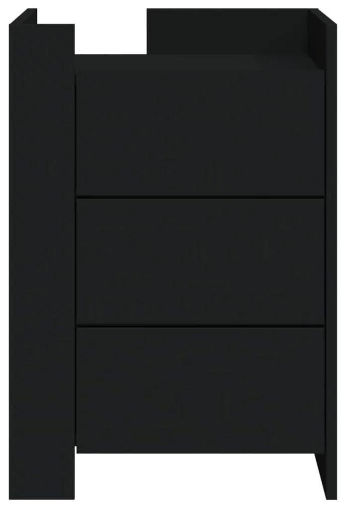 vidaXL Κομοδίνο Μαύρο 45x50x65 εκ. από Επεξεργασμένο Ξύλο