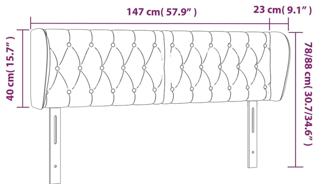 Κεφαλάρι με Πτερύγια Σκούρο Γκρι 147 x 23 x 78/88εκ. Υφασμάτινο 3117479