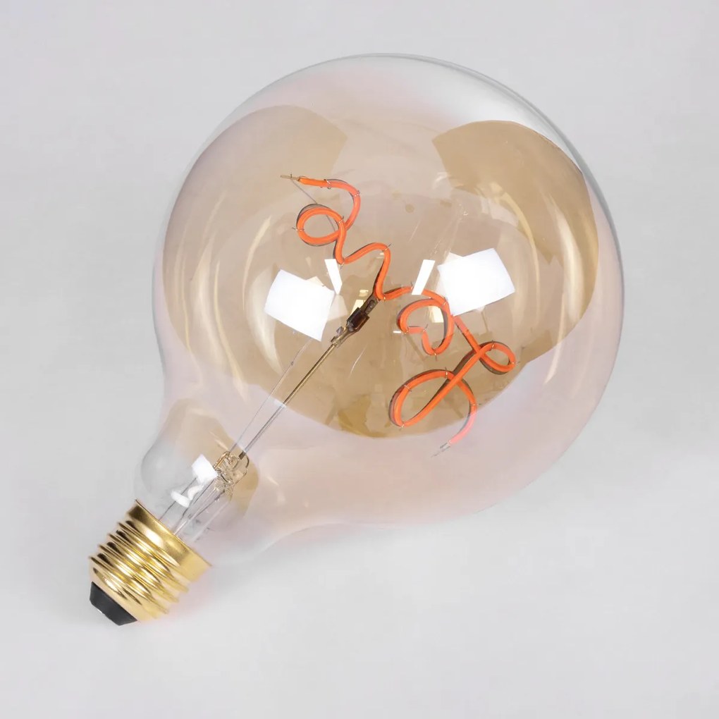 GloboStar 99253 Λάμπα LED Ultra Thin Soft S Spiral Letter Filament E27 G125 LOVE Γλόμπος 2.4W 204lm 360° AC 220-240V IP20 Φ12.5 x Υ18cm Κόκκινο με Μελί Γυαλί - Dimmable - 3 Χρόνια Εγγύηση - 99253