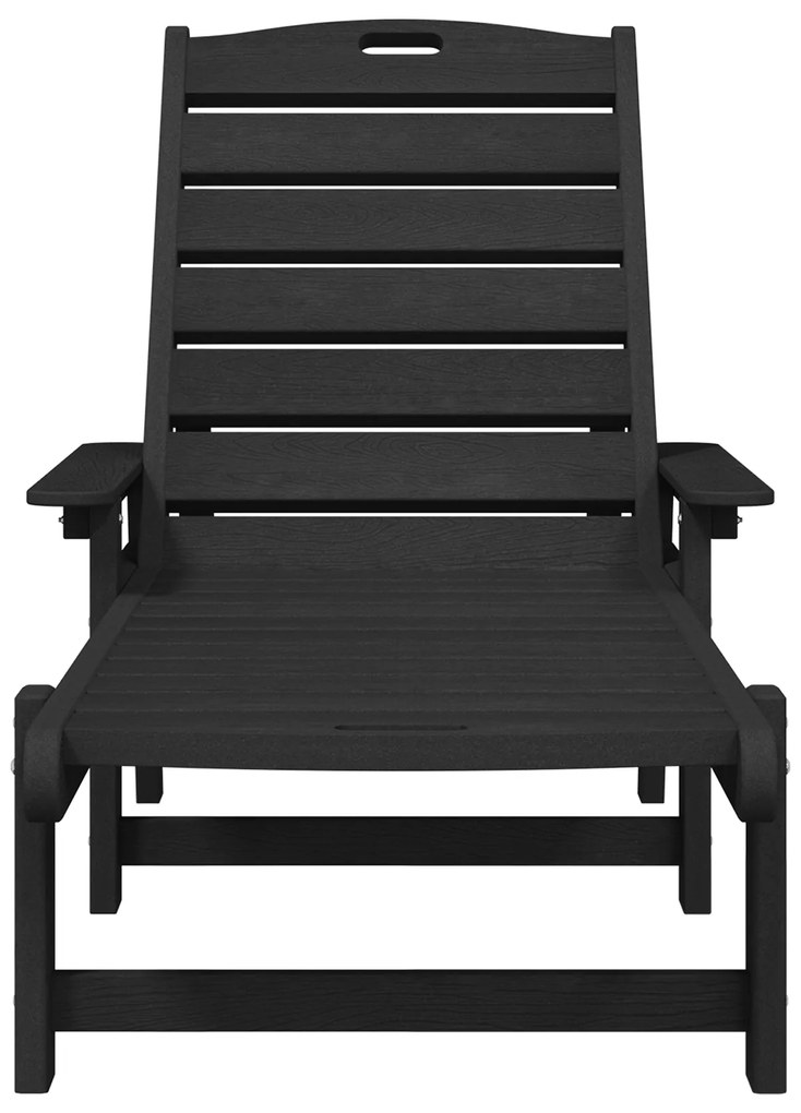 vidaXL Ξαπλώστρα Μαύρη 53x162x98.5 εκ HDPE