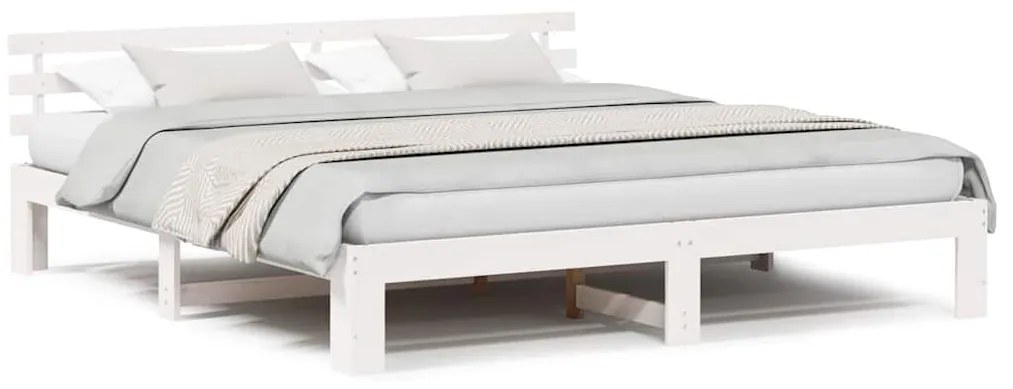 vidaXL Σκελετός Κρεβατιού Λευκό 180 x 200 cm Μασίφ ξύλο πεύκου