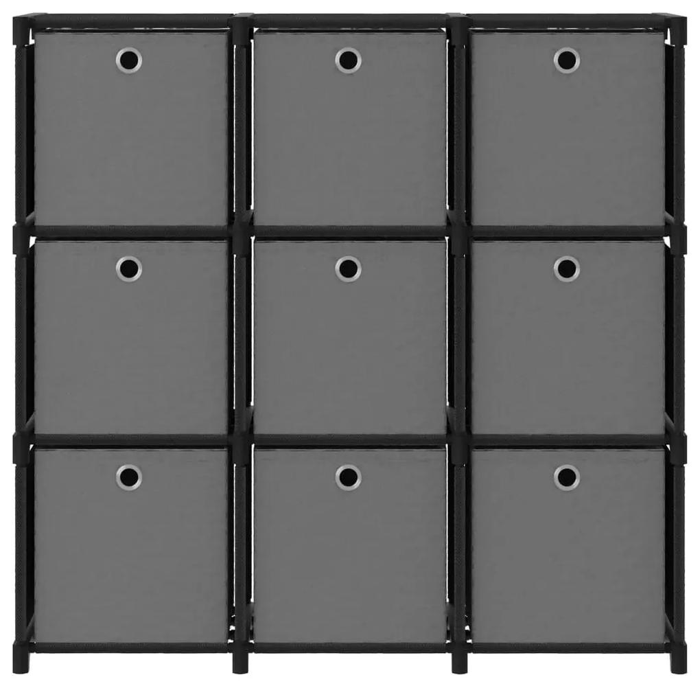 Ραφιέρα με 9 Κύβους &amp; Κουτιά Μαύρη 103x30x107,5 εκ. Υφασμάτινη - Μαύρο