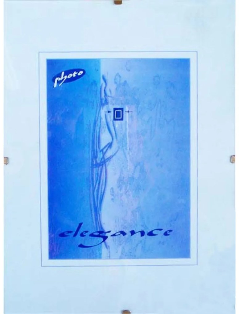 Κορνίζα Με Κλιπ Γυάλινη Γαλάζια 20x25cm