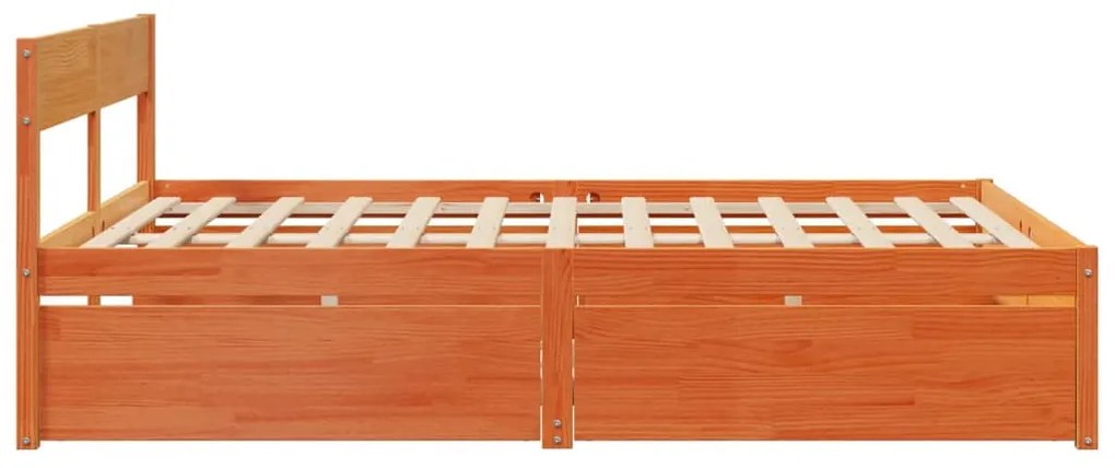 vidaXL Σκελετός Κρεβατιού Χωρίς Στρώμα Καφέ 140x200 Μασίφ Ξύλο Πεύκου