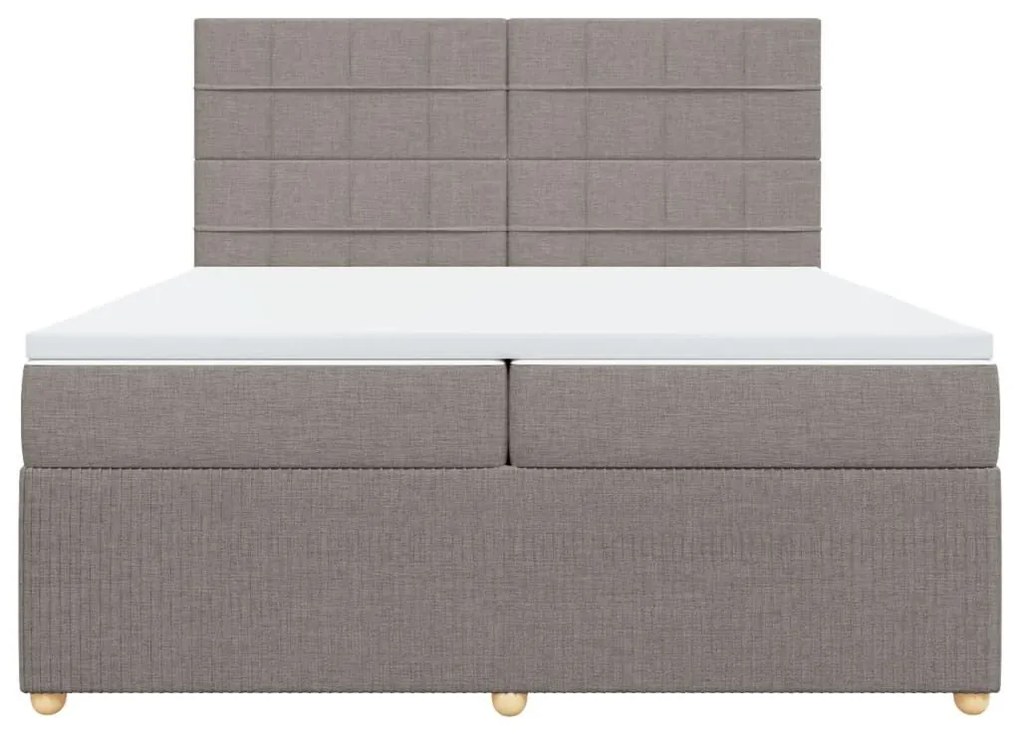 Κρεβάτι Boxspring με Στρώμα Taupe 200x200 εκ. Υφασμάτινο - Μπεζ-Γκρι