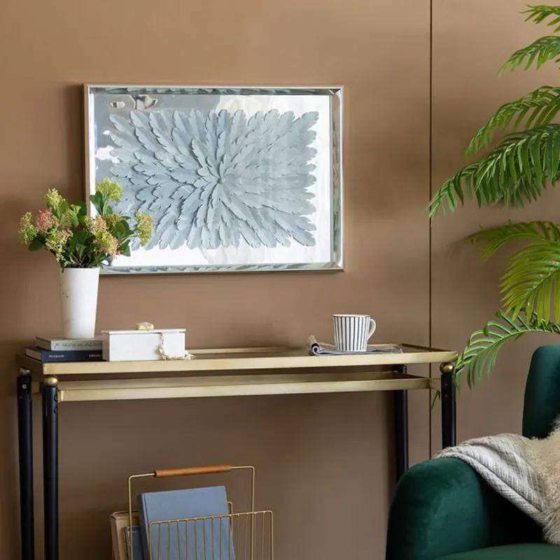 Διακοσμητικό τοίχου γκρι άνθος σε καθρεφτένιο φόντο50x70x4,8cm - Γυαλί - 82825