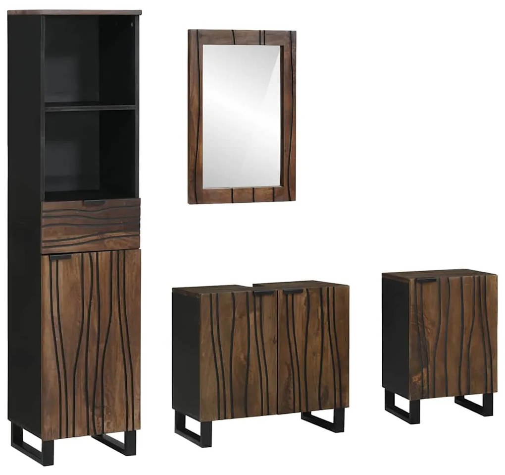 Σετ Επίπλων Μπάνιου με συρτάρι 4 pcs Λευκό Επεξεργασμένο ξύλο