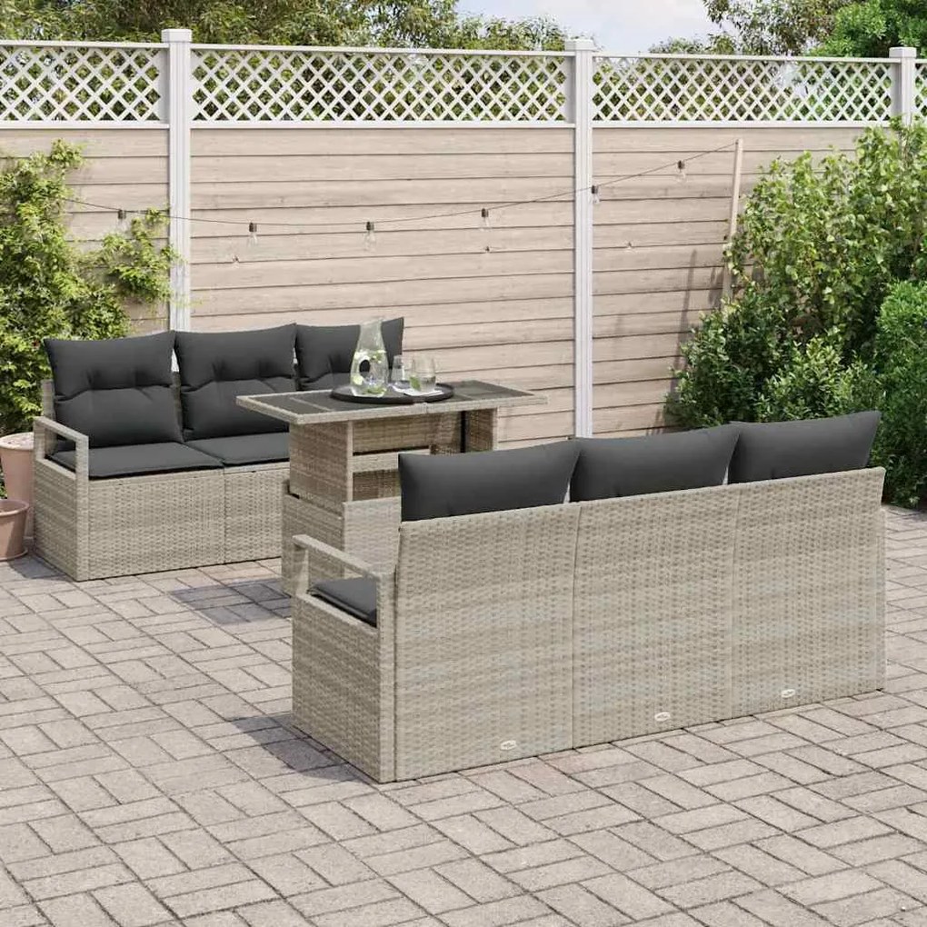vidaXL Σετ Καναπέ Κήπου 7 pcs Ανοιχτό γκρι 100 x 55 x 73 εκ