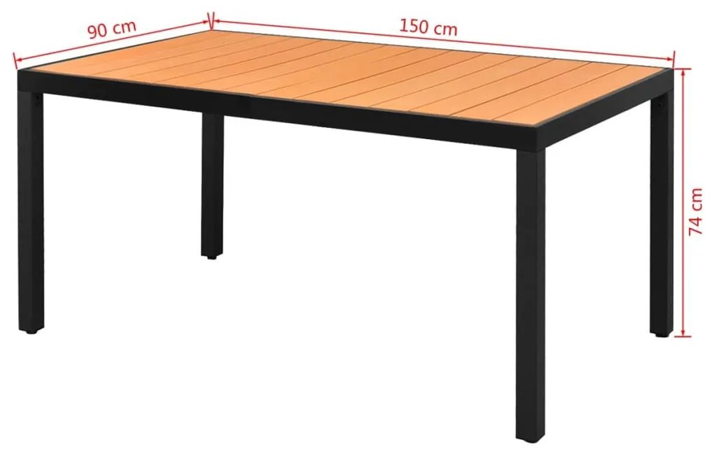 Τραπέζι Κήπου Καφέ 150 x 90 x 74 εκ. από Αλουμίνιο / WPC - Καφέ