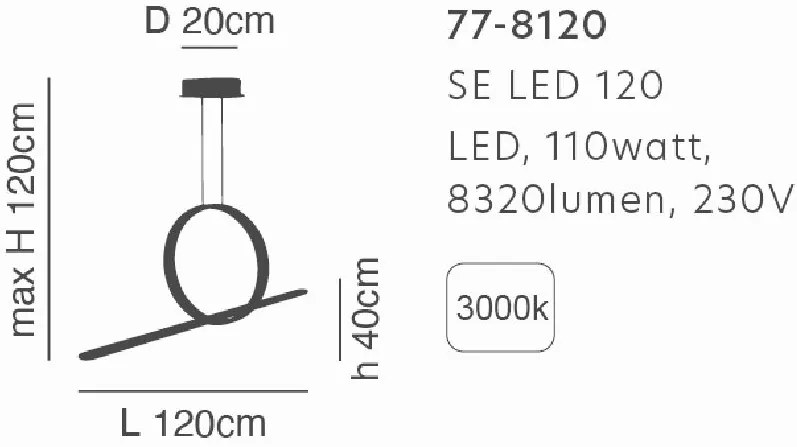 Φωτιστικό Οροφής  SE LED 120 MILEA PENDANT GOLD MAT Α5 - 101W - 600W - 77-8120