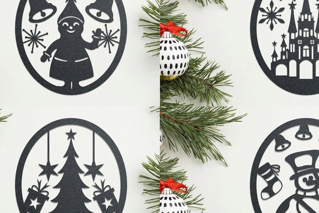 Σετ των 2 Intra απο ξύλο plywood 3mm-4mm πάχος - Χριστουγεννιάτικη διακόσμηση τοίχου LaserCut Bundle Δίασταση 15x15 cm INTRAFABR-107873441