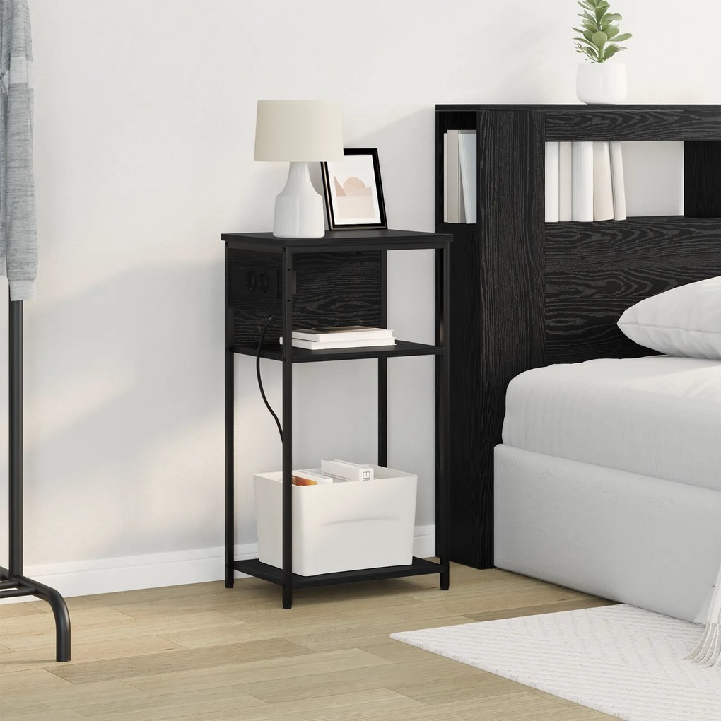 vidaXL Κομοδίνο Μαύρη δρυς 28.1 x 40.9 x 75 εκ. Επεξεργασμένο ξύλο