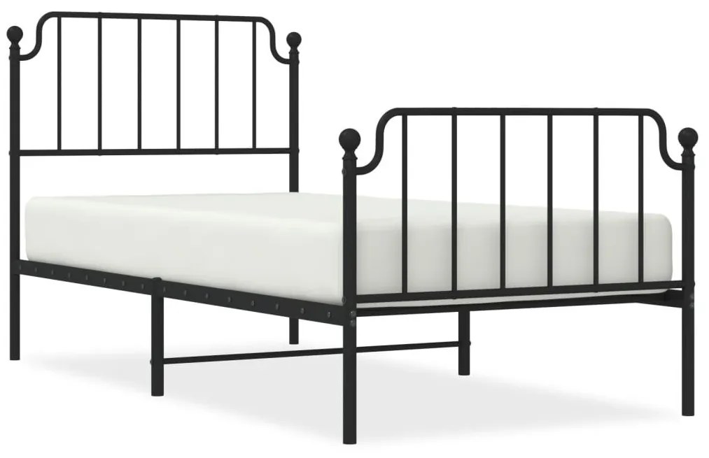 Πλαίσιο Κρεβατιού με Κεφαλάρι/Ποδαρικό Μαύρο 90x190 εκ. Μέταλλο - Μαύρο