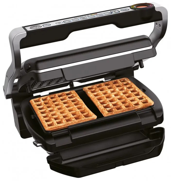 Ηλεκτρική ψησταριά Tefal OptiGrill+ Waffles GC716D12, 2000W, 6 προγράμματα, αντικολλητική επίστρωση Teflon, πλάκες βάφλας, ρύθμιση θερμοκρασίας, Max 275C, Inox