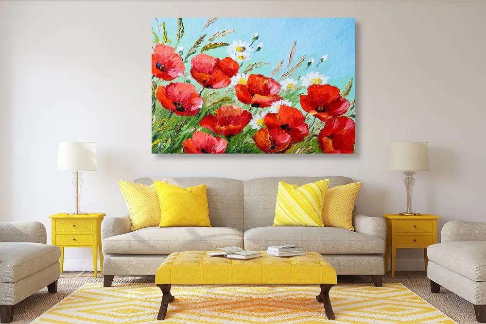 Εικόνα ζωγραφισμένες παπαρούνες αγρού - 60x40