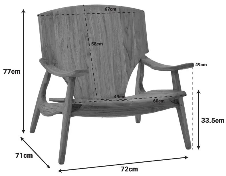 Πολυθρόνα Brazin φυσικό teak ξύλο 72x71x77εκ 67x76x78.5 εκ.