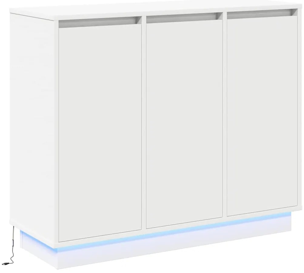 vidaXL Πλευρικό Τραπέζι LED Λευκό 90 x 32 x 75 εκ. Επεξεργασμένο ξύλο