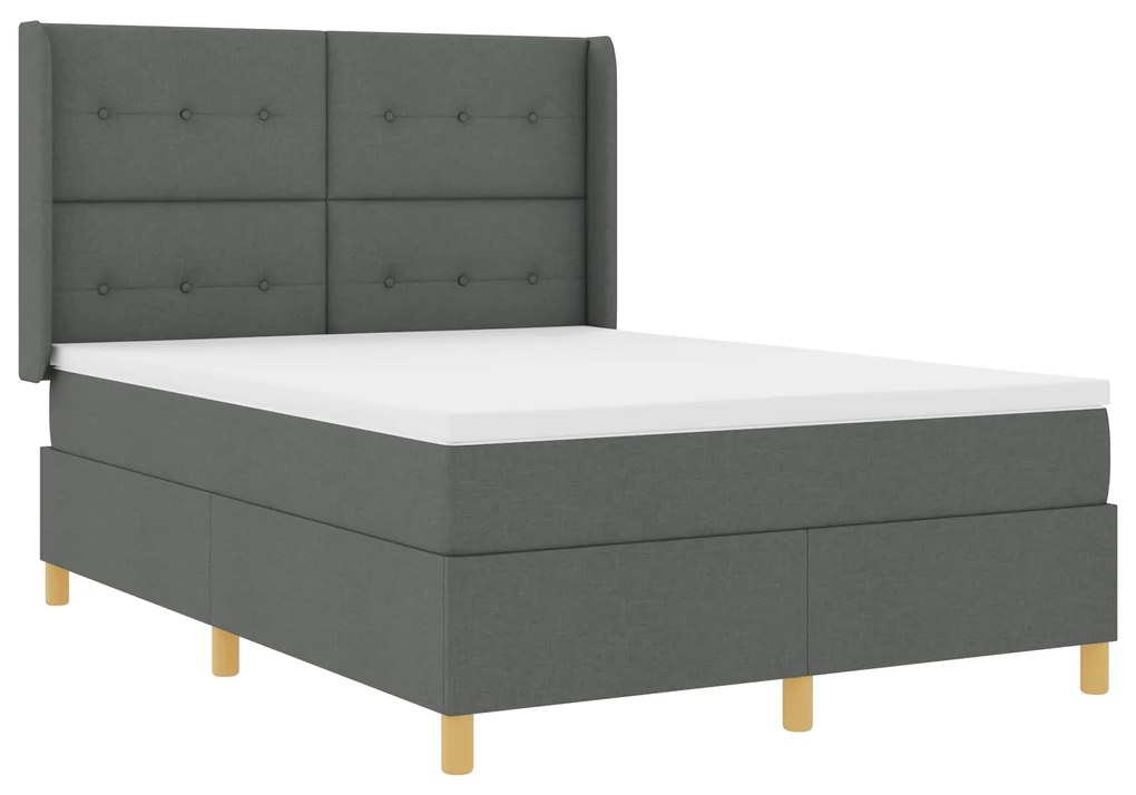 vidaXL κρεβάτι Box Spring με στρώμα Γκρι 160x200 εκ. Υφάσματος