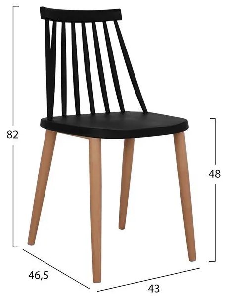 Σετ τραπεζαρίας C11024.02 5τμχ. με Τραπέζι Sonama 120x70x76.5εκ. &amp; Καρέκλες Vanessa Μαύρες