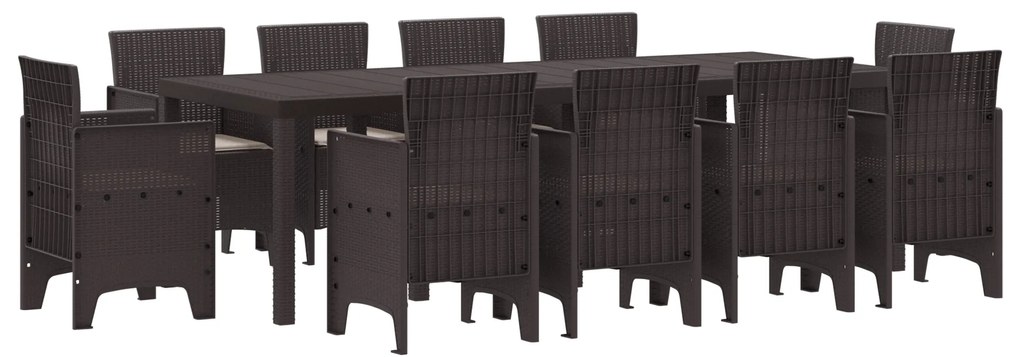 vidaXL Σετ Τραπεζαρίας Κήπου 11 pcs Καφέ 250 x 100 x 73 εκ
