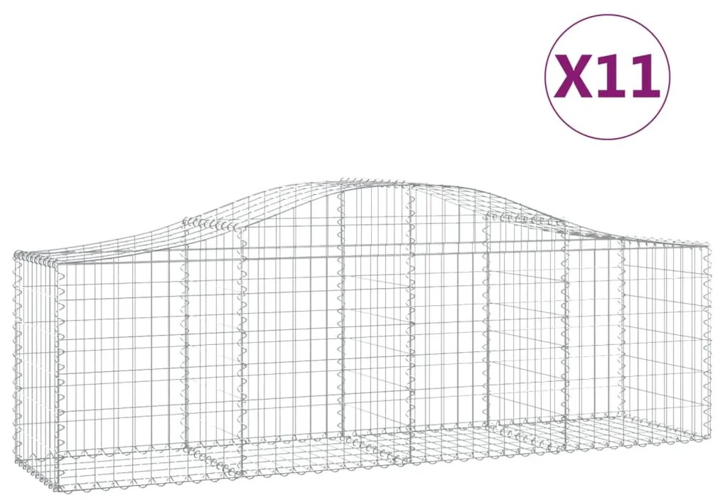 vidaXL Συρματοκιβώτια Τοξωτά 11 τεμ. 200x50x60/80 εκ. Γαλβαν. Ατσάλι