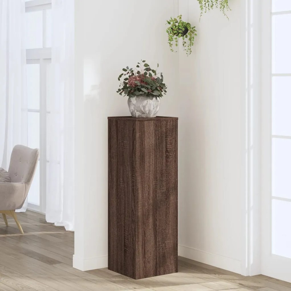 Βάσεις Φυτών Καφέ Δρυς 33x33x100 εκ. Επεξεργασμένο Ξύλο