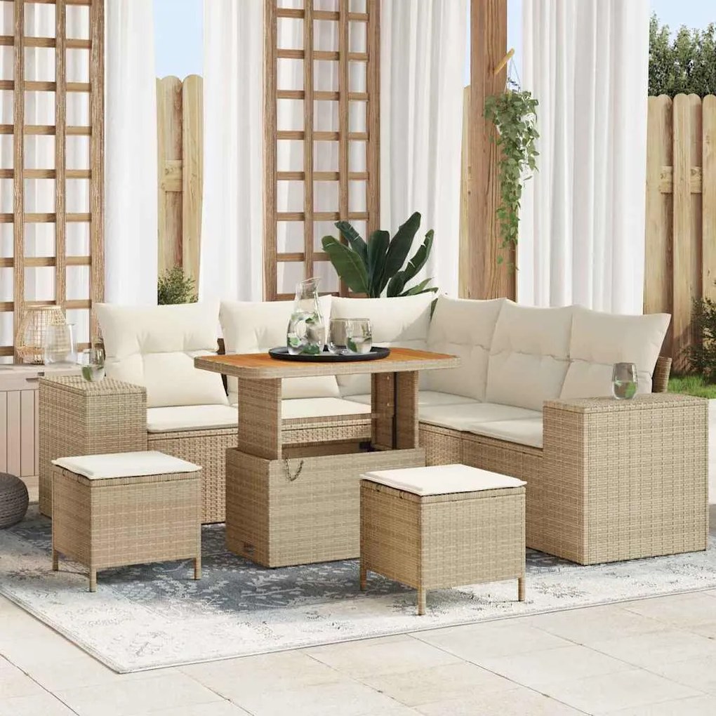 vidaXL Σετ Καναπέ Κήπου 8 pcs Μπεζ συνθετικό ρατάν