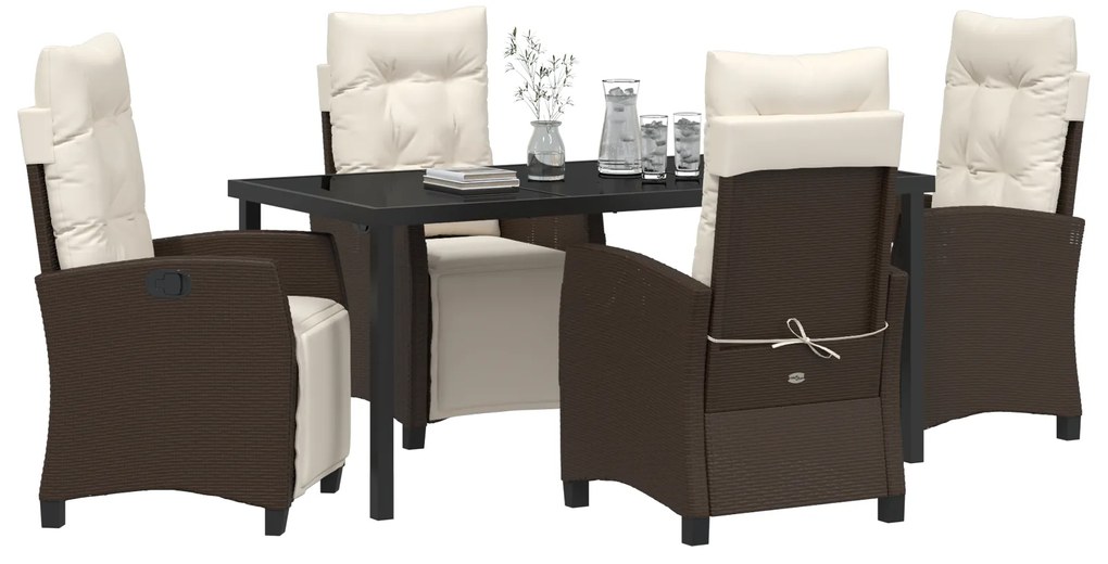 vidaXL Σετ Επίπλων Κήπου 5 Τεμαχίων Καφέ Poly Rattan