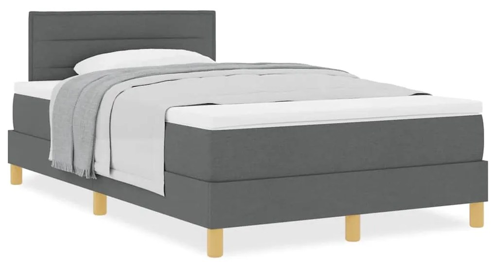 vidaXL Κρεβάτι box spring με στρώμα Σκούρο Γκρι 120 x 200 cm ύφασμα